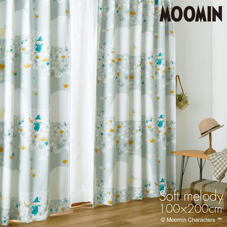 遮光カーテン MOOMIN/ムーミン ソフトメロディー (幅100×丈200cm)