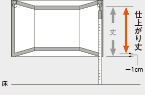 カーテンの仕上がり丈・長さの計算方法。出窓のカーテンの仕上がり丈・長さの計算