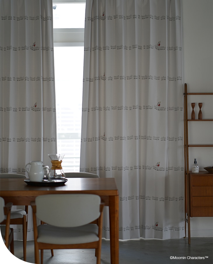 遮光カーテン MOOMIN ムーミン ニョロニョロボーダー