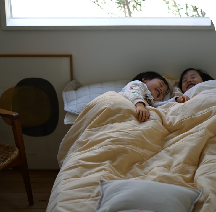 オーガニックコットン100％の洗えるキルトケット