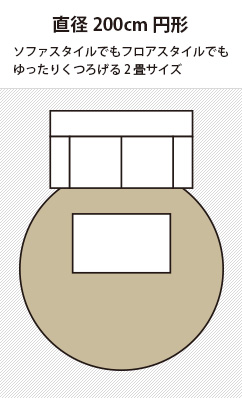 200×200cmの円形ラグ