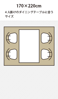 170×220cmのダイニング用ラグ