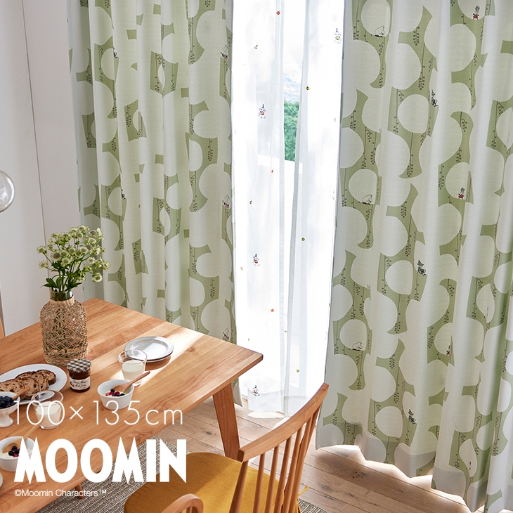 遮光カーテン MOOMIN/ムーミン ベリーガーデン (幅100×丈135cm  1枚入)