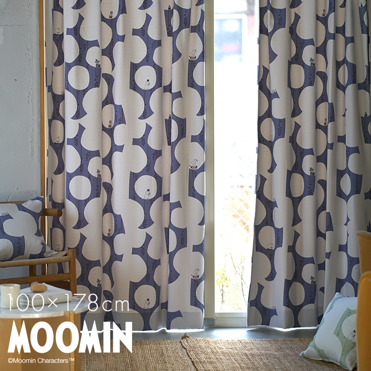 遮光カーテン MOOMIN/ムーミン ベリーガーデン (幅100×丈178cm  1枚入)