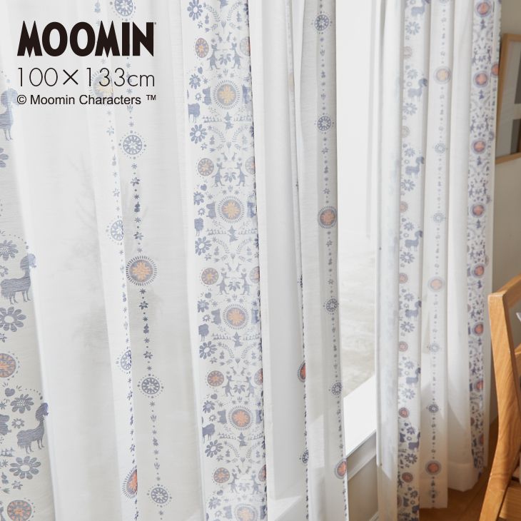 レースカーテン MOOMIN/ムーミン フォークライン (幅100×丈133cm)