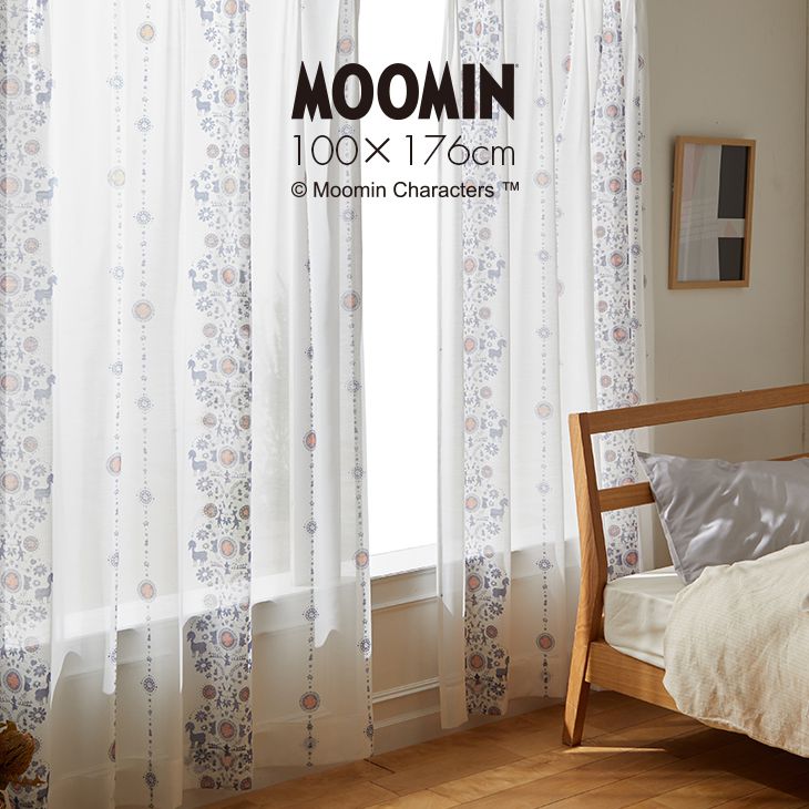 レースカーテン MOOMIN/ムーミン フォークライン (幅100×丈176cm)