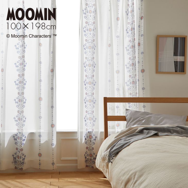 レースカーテン MOOMIN/ムーミン フォークライン (幅100×丈198cm)