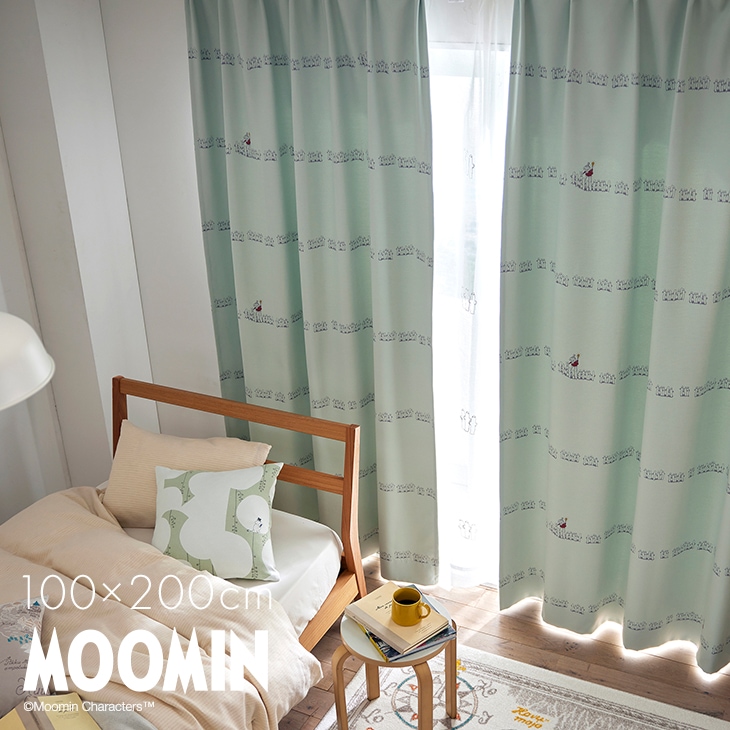 遮光カーテン MOOMIN/ムーミン ニョロニョロボーダー (幅100×丈200cm  1枚入)