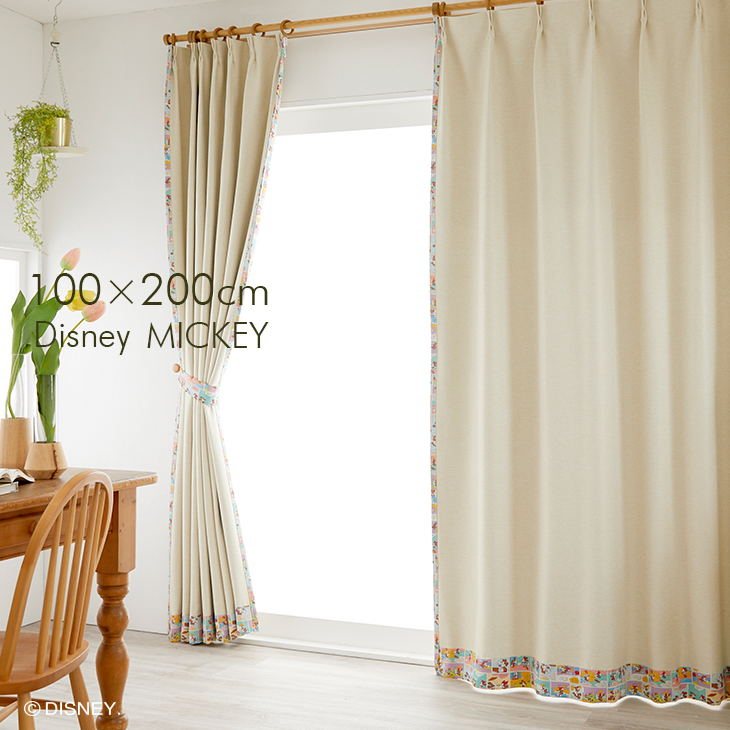 遮光カーテン MICKEY/ミッキー レトロコミック 幅100×丈200cm