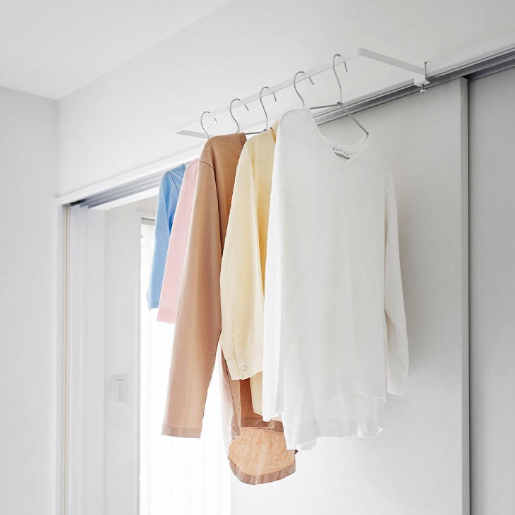 tower タワー 室内物干しハンガー 奥行ワイド (ホワイト)