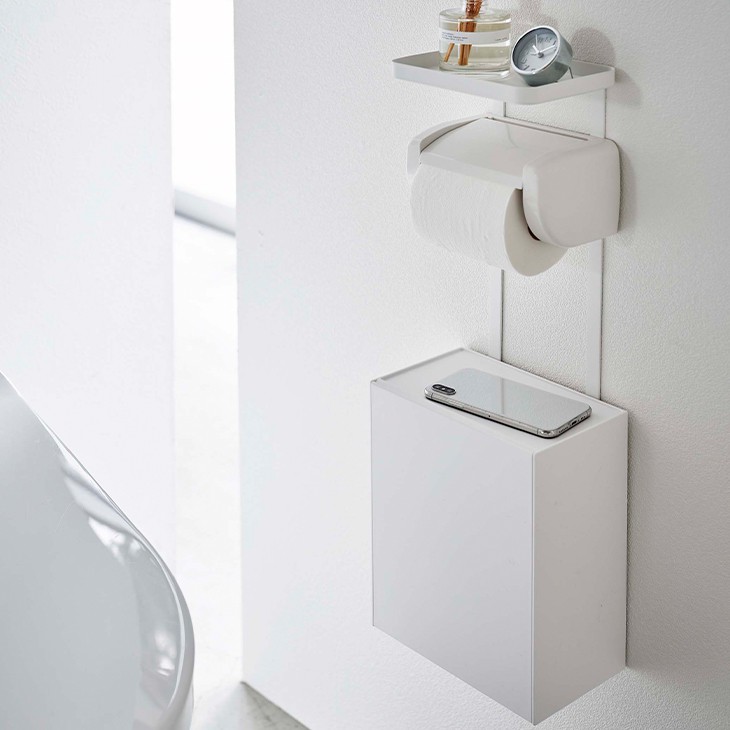 tower タワー トイレットペーパーホルダー上トレー＆収納ケース (ホワイト)メインイメージ