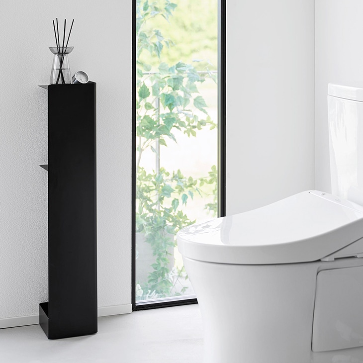 tower タワー キャスター付きスリムトイレラック (ブラック)