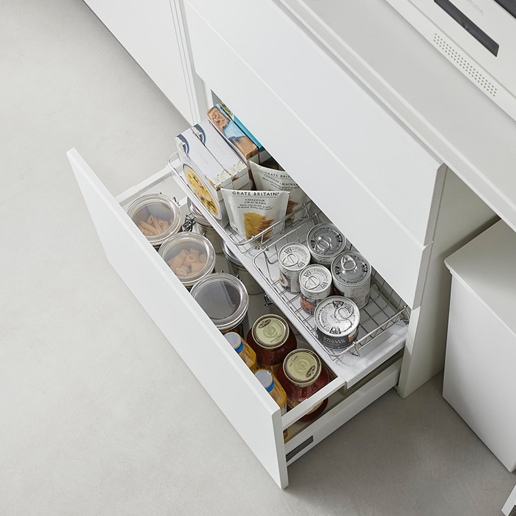 tower タワー 伸縮キッチン引き出し中ラック (ホワイト)