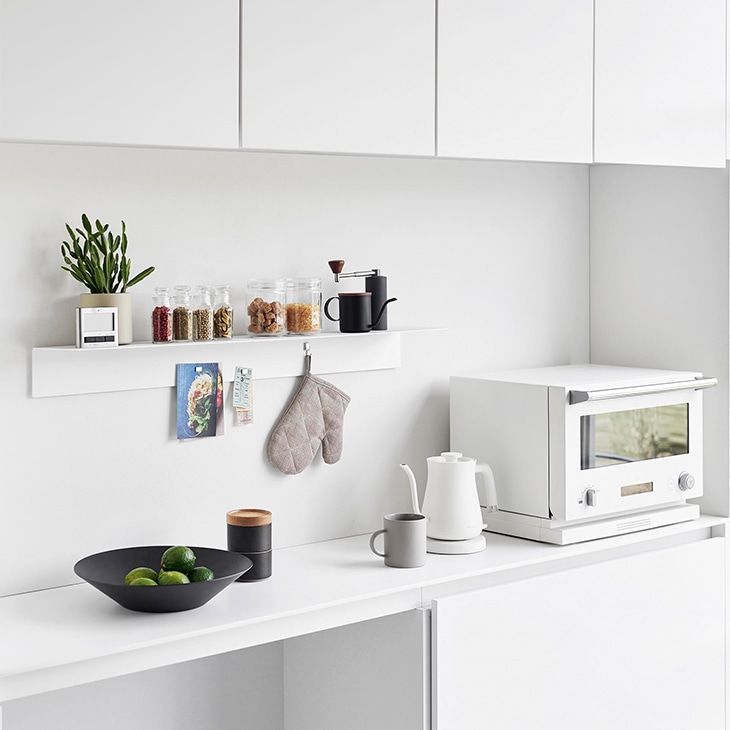 tower タワー マグネットが付くウォールラックW90 石こうボード壁対応 (ホワイト)