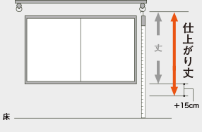 カーテンの仕上がり丈・長さの計算方法。腰窓のカーテンの仕上がり丈・長さの計算
